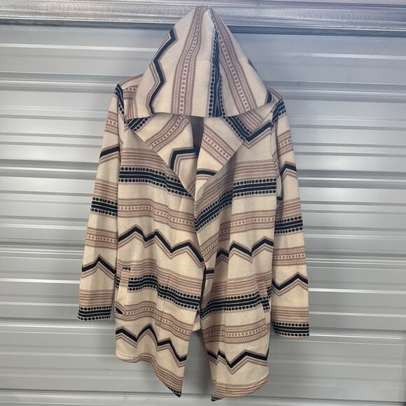 Maurices Cream and Black Hooded Cardigan with Cozy Open Front - Picture 1 of 7